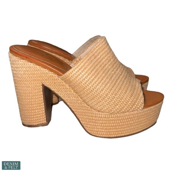 Jessica Simpson Camree Platform Slide Sandals Raffia Block Heels 7.5M NEW - Picture 9 of 14
